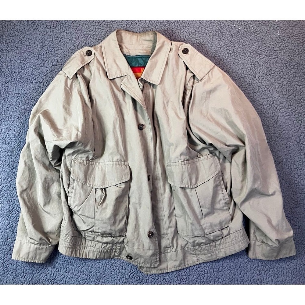 Vintage London Fog Winning Edge Mens Tan Thinsulate Bomber Jacket Size 44 Long